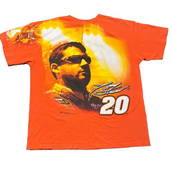 VINTAGE TONY STEWART NASCAR ORANGE AND BLACK SHIRT ALL OVER PRINT CHASE XLARGE - Picture 8 of 8